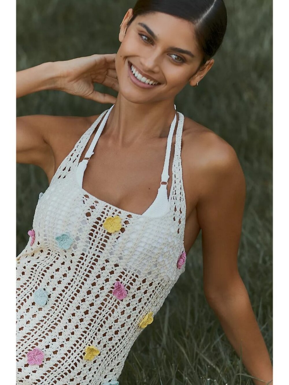 PQ Swim Zoie Flower Cover-up Mini Dress in Floret XS Small New Womens Crochet - Picture 9 of 16